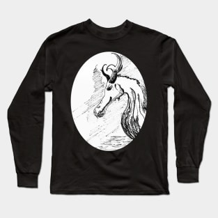 ink drawing - dragon - vintage looking dragon portrait Long Sleeve T-Shirt